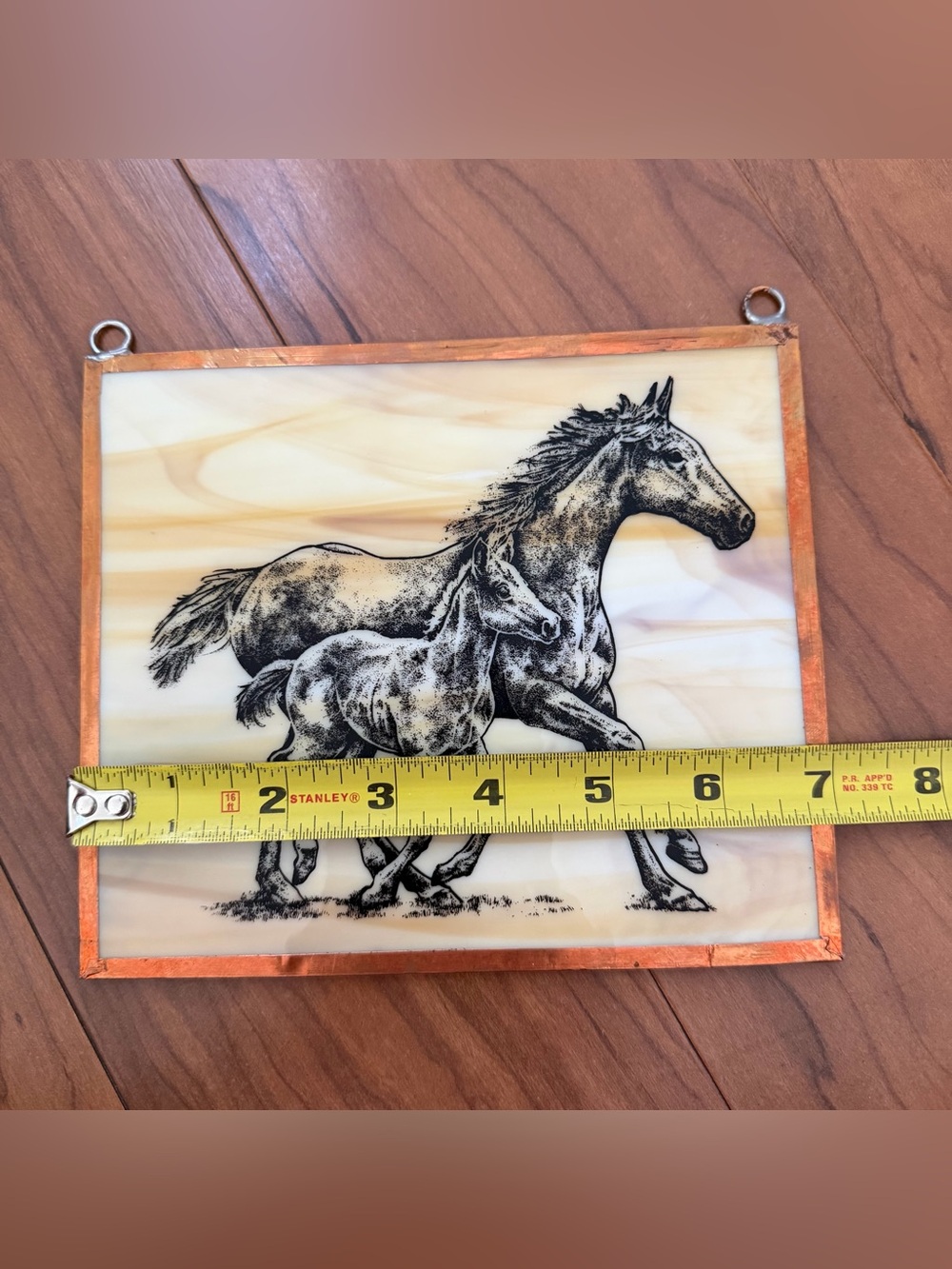Vintage Tiffany Style Slag Glass Frame Panel Horse Foal Opalescent Copper Foil - Picture 2 of 6